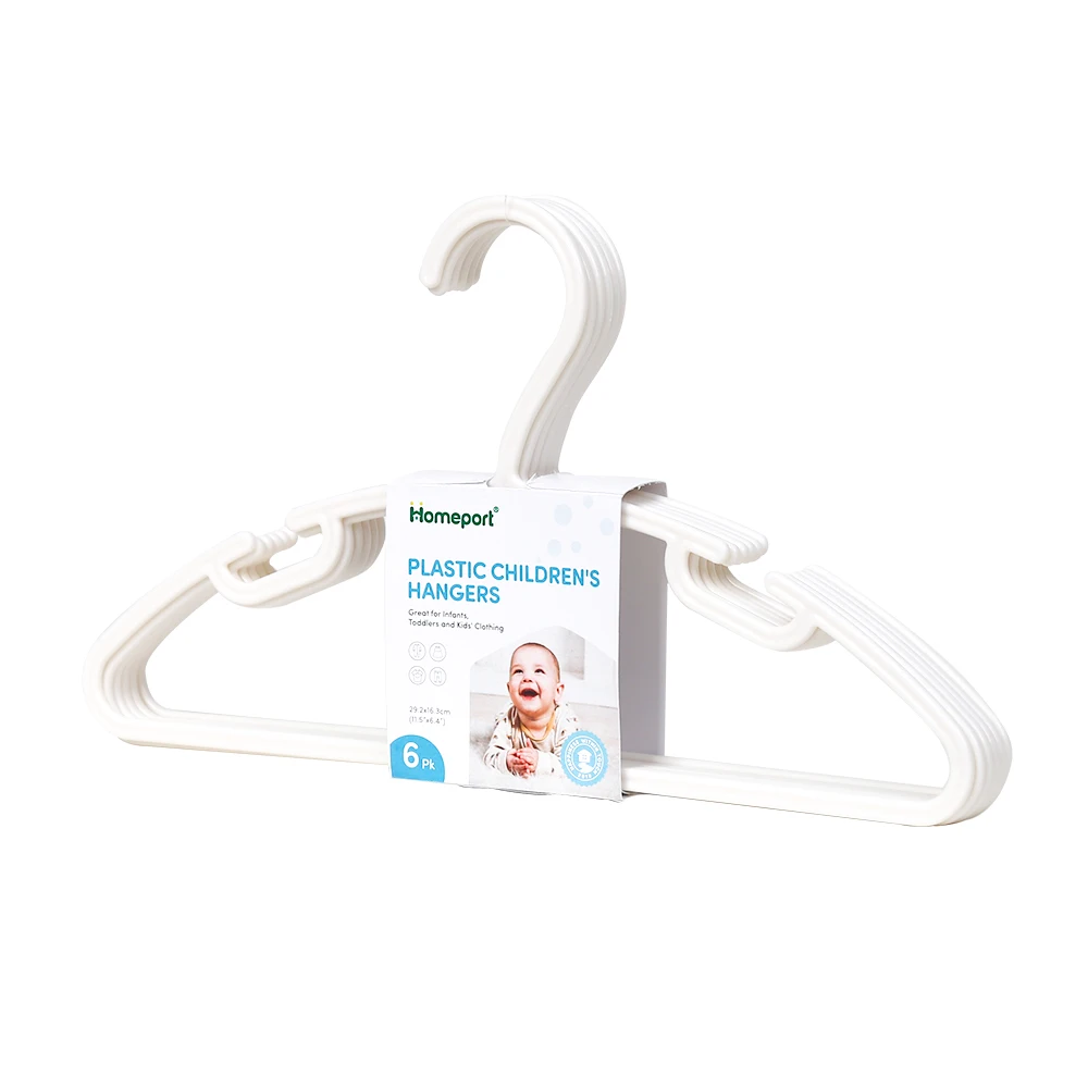 Kids 6 Pack Heavy Duty Plastic Clothes Hanger For Everyday Standard Use Clothing Hangers for children