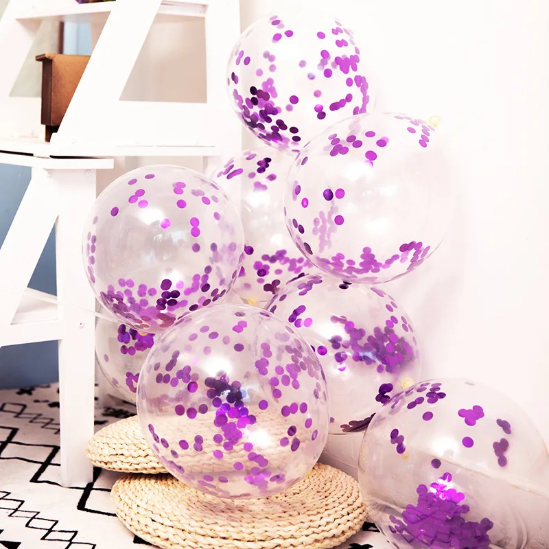 Chinese manufacturer sequined balloons wedding birthday decoration transparent latex paper balloons