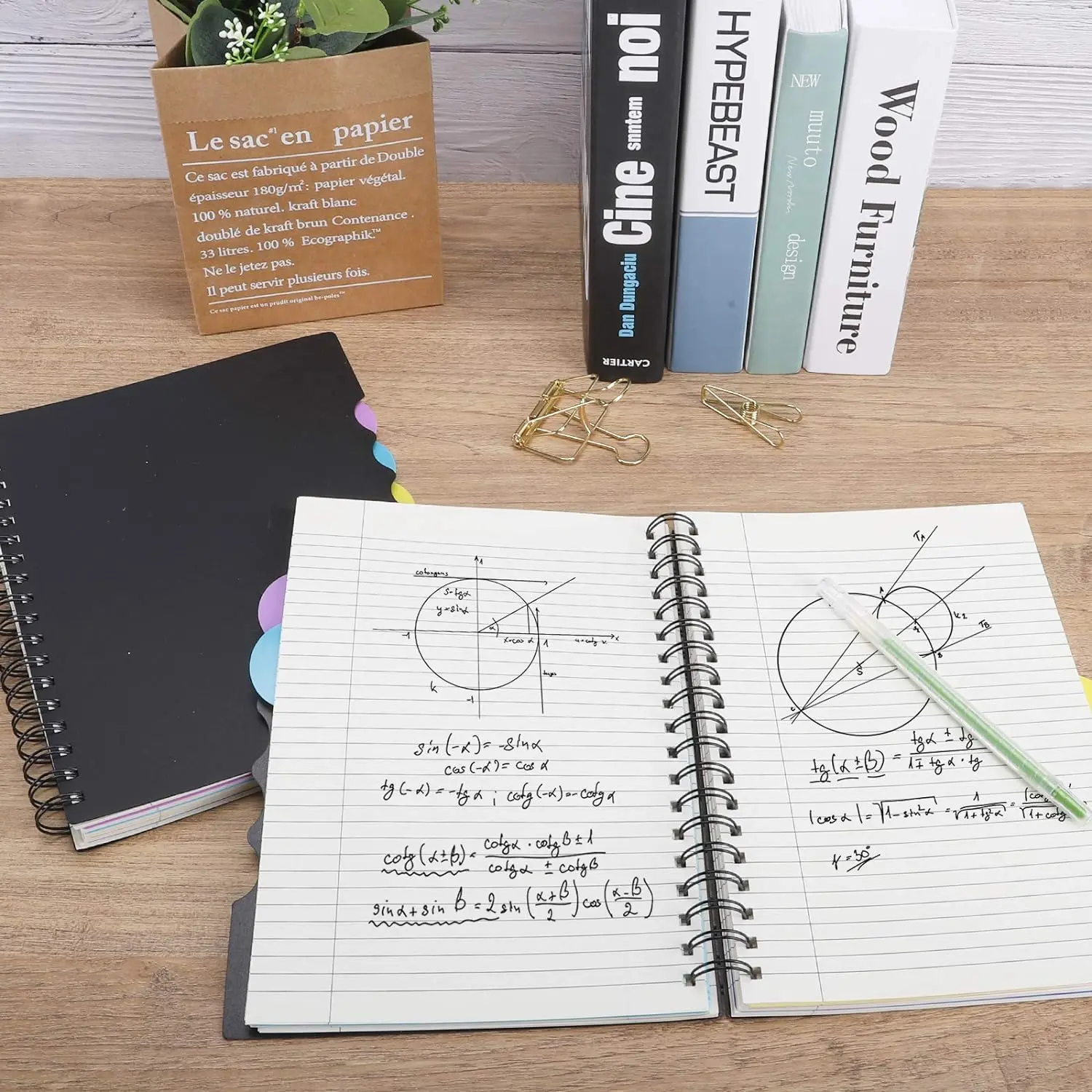 Spiral Journal Notebook Multi Subject Notebook College Ruled with Tabs Lined Journals with Dividers for School Office Supplies