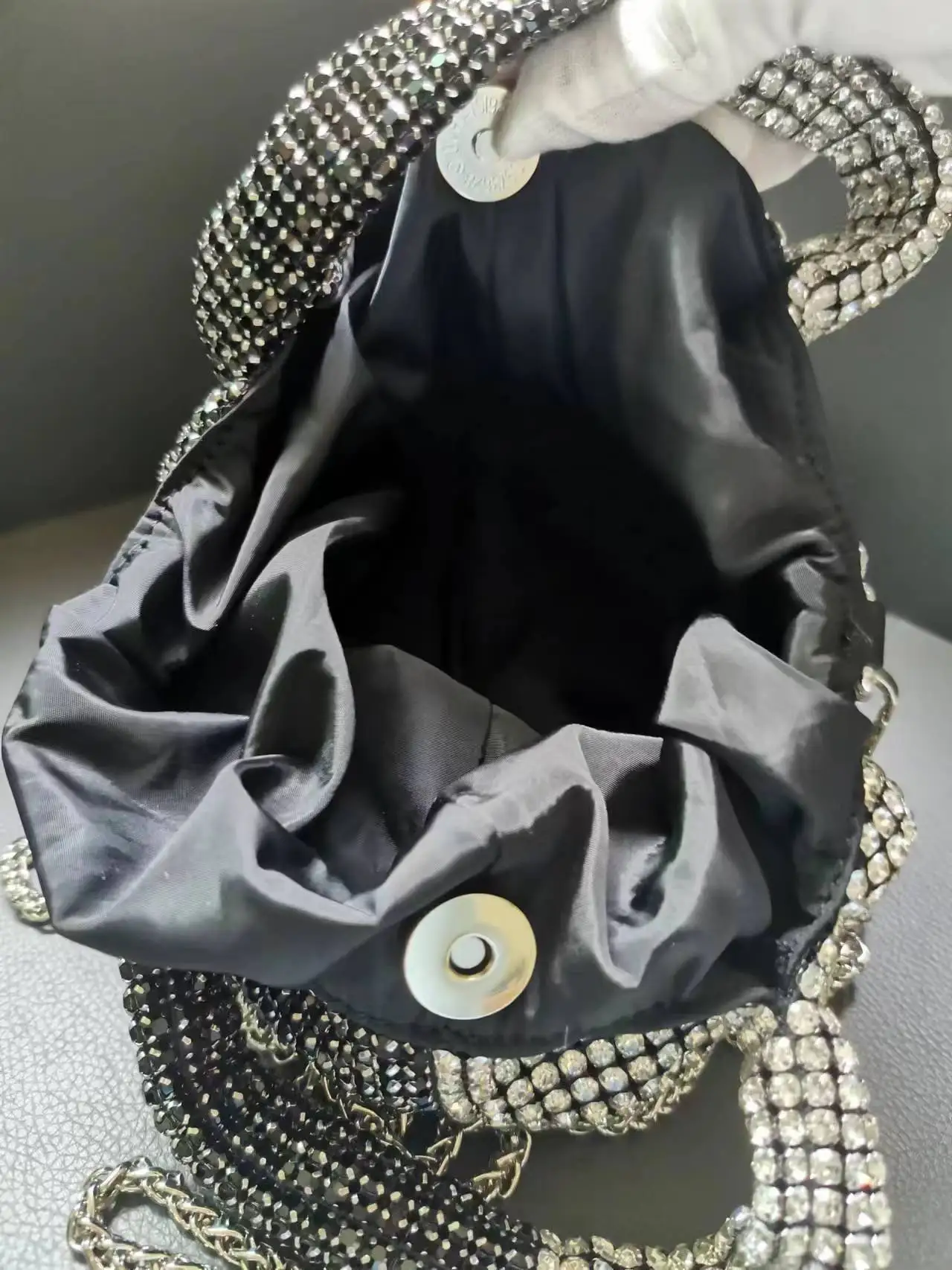 2024 Guangzhou High Quality Latest Stylish Bling Twinkle Women Basket Taiji Rhinestone Handbag Rhinestone Purse For Party