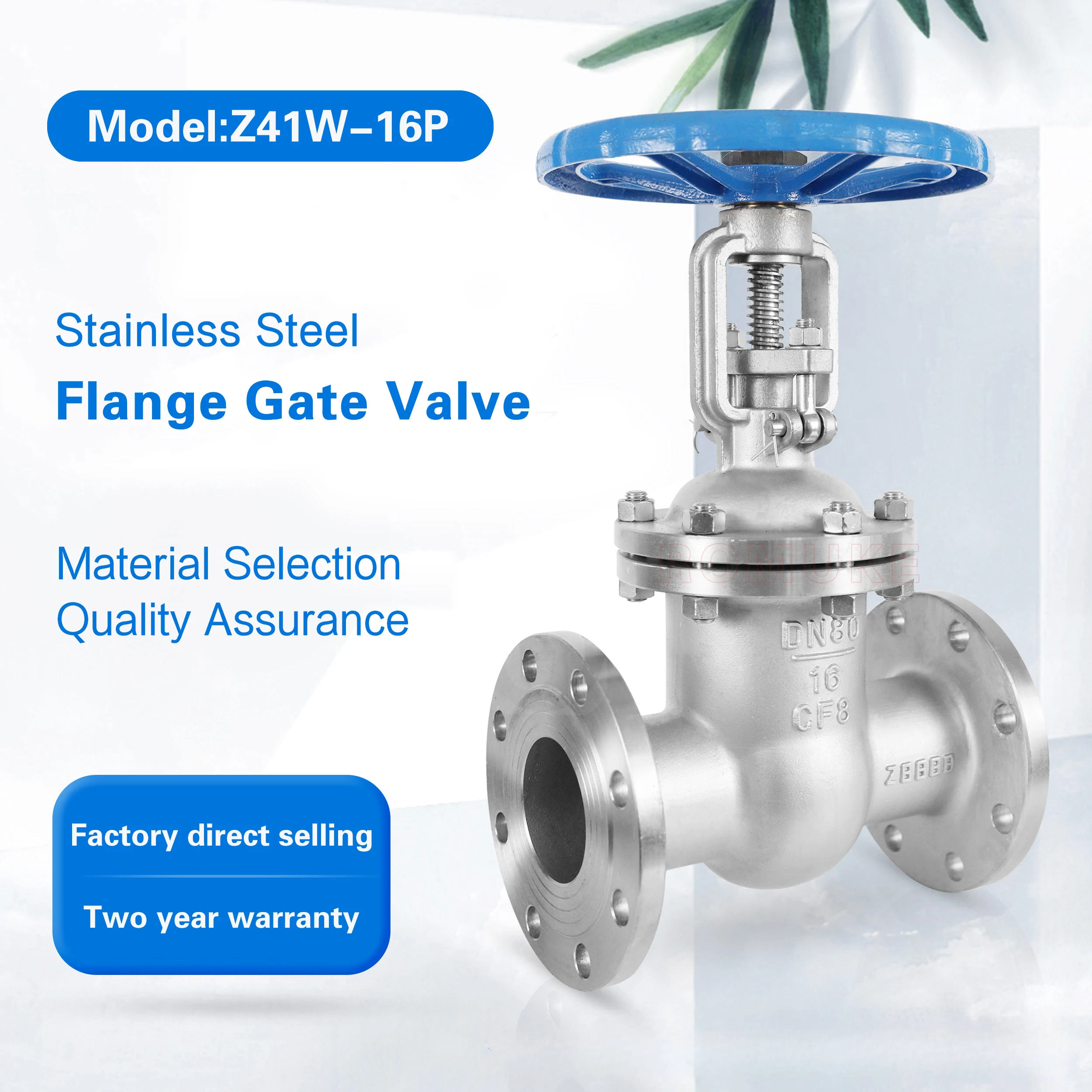 Z41W-16P  Stainless Steel CF8 CF3 CF8M CF3M Rising Stem Wedge Hard Seal Flange Manual High Temperature Resistant Gate Valve