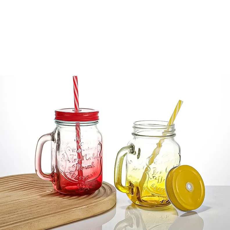 16oz Colorful Square Glass Mason Jar with Classic Design BPA Free and Eco-Friendly Bulk Buying Available for Party and Travel