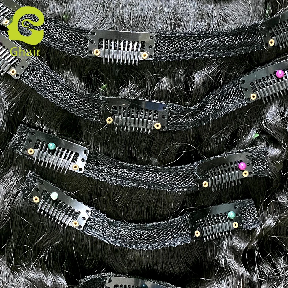 
Ghair Factory 100% Human Hair Clip In Hair Extension Seamless Indian Clip In Hair Extension Single Drawn 150Gram 7pcs/17clips 