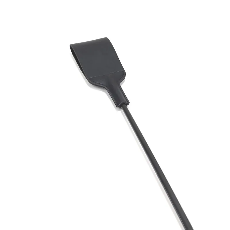 SM Fetish Black Metal Rivets Soft Plastic Long Handle Riding Crop Spanking Paddle