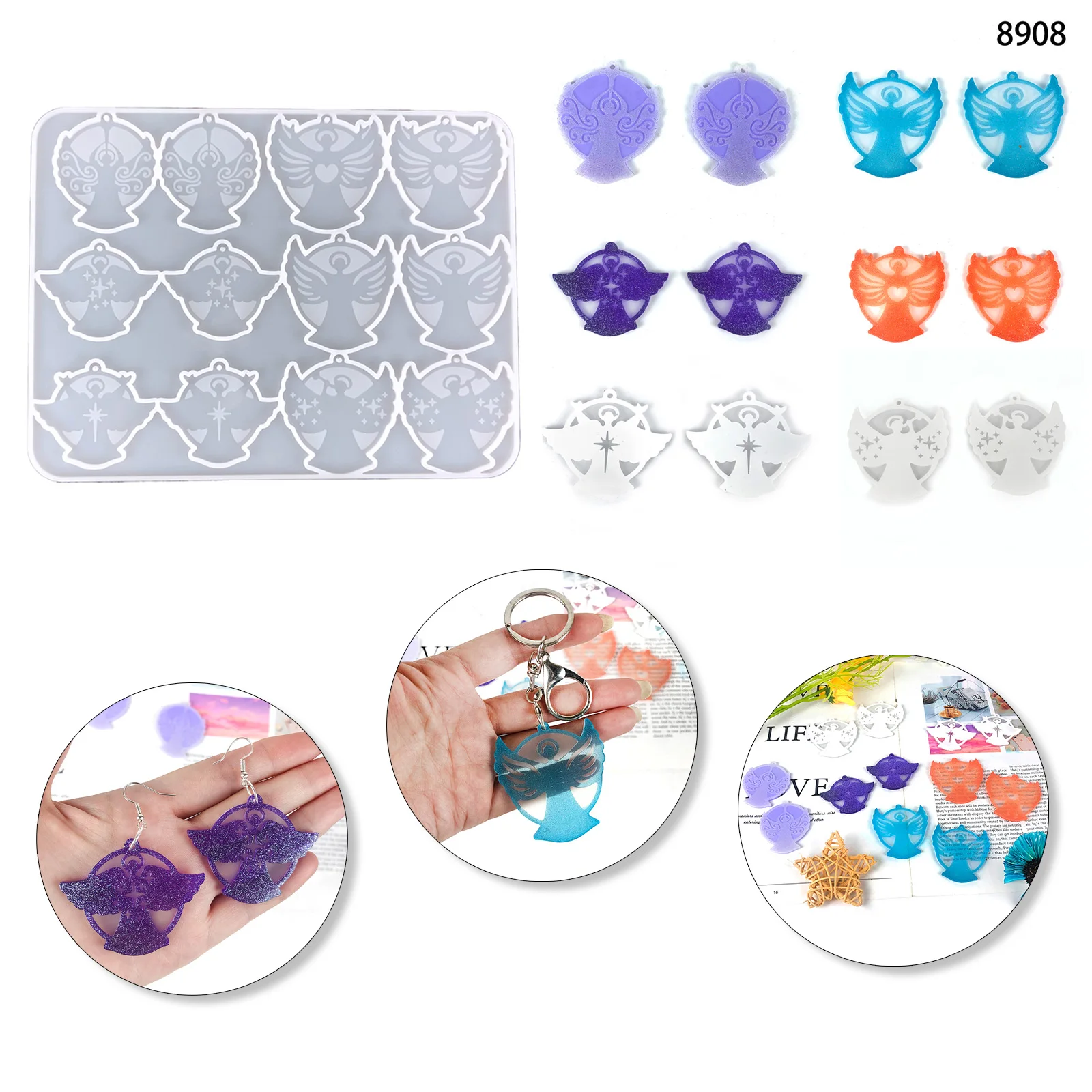8908  DIY jewelry pendant home decoration silicone mold for resin epoxy resin silicone mold resin for jewellery angel