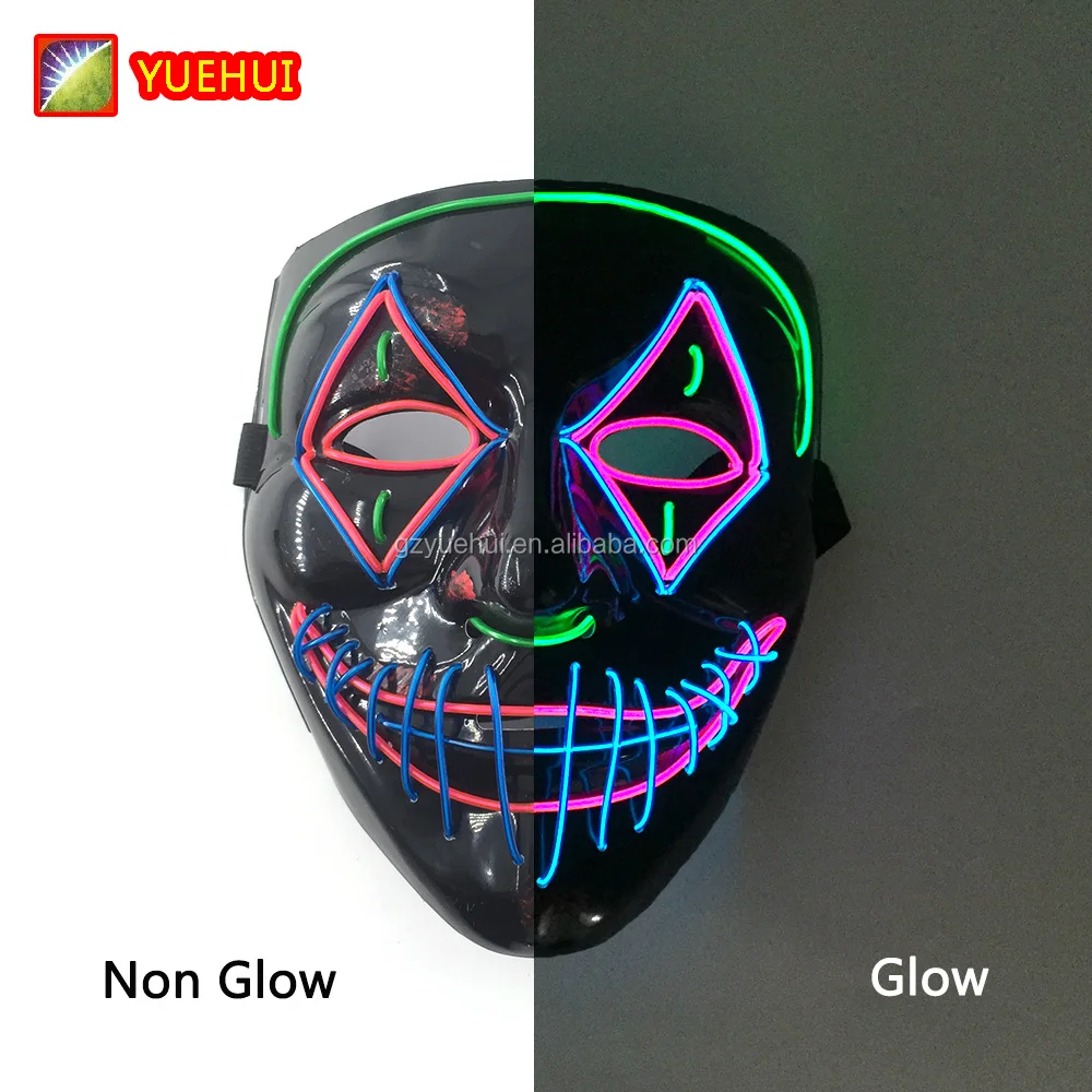 Luminous Neon Halloween Led Rave Party Mask Sound Reactive Masquerade EL Masks Party Neon Glow In Dark Party Mask