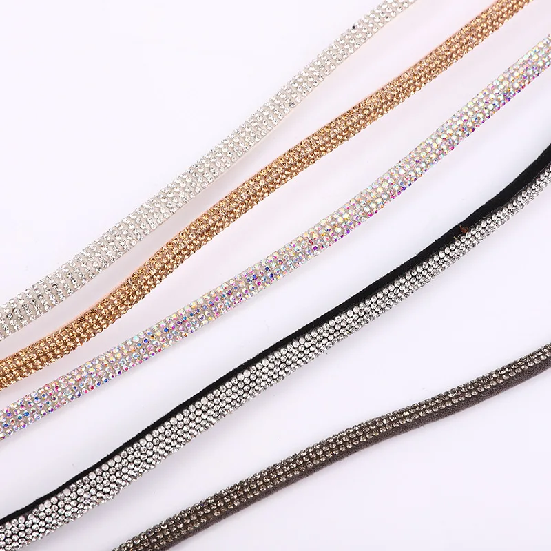 Round Shiny Diamond Crystal Bling Shin Rhinestone Trim Cord Strap Chain For Clothing Decoration