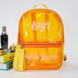 Wholesale Promotional Custom Logo Orange Transparent Pvc Neon Backpack Children School Bag Kids