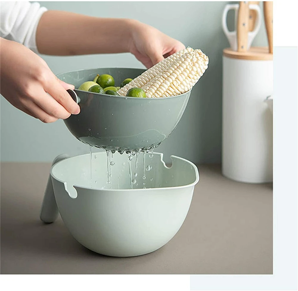 Hot Selling Original Design New Product double layers Vegetable Fruit Washing Bowl for Kitchen Plastic Drain Basket