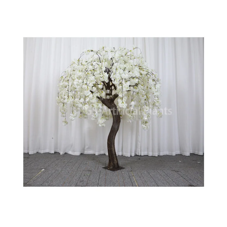 New design artificial indoor fiberglass decoration bonsai plants artificial cherry tree blossom tree