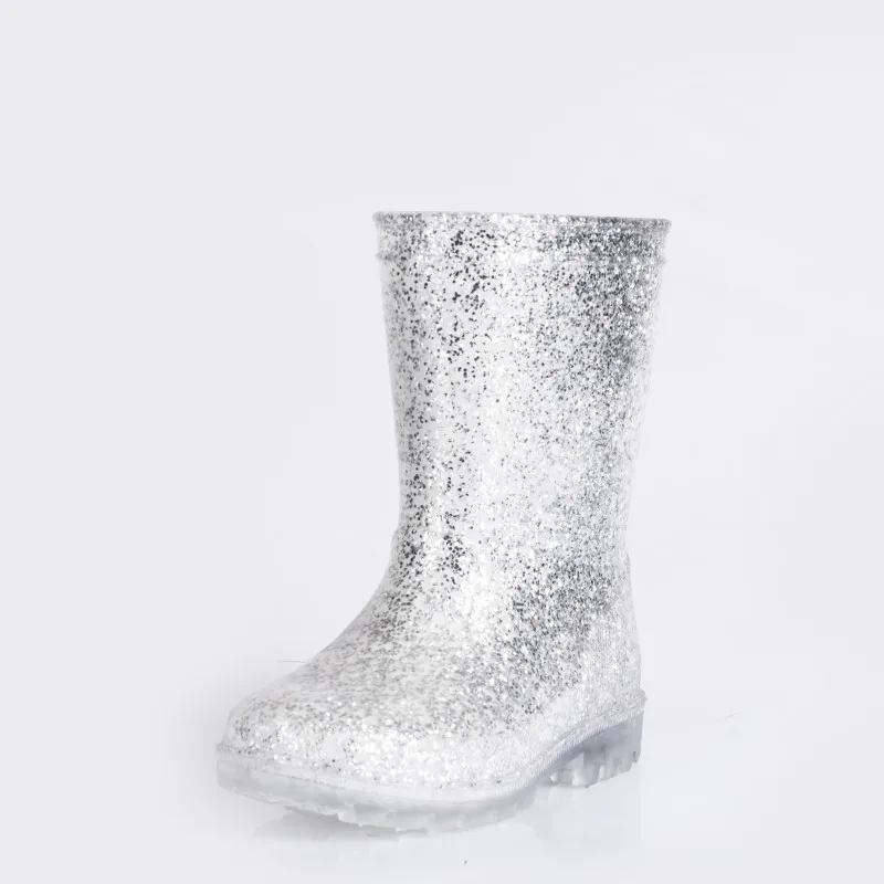 Customized Wholesale Gradient Glitter Pvc Jelly Pink Printed PVC Injection Water Boots For Kids