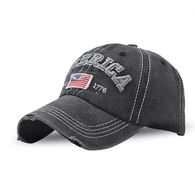 Classic Vintage USA Flag Baseball Cap Twill Adjustable Cartoon Pattern Solid Color Cap For Man And Woman Sunshade