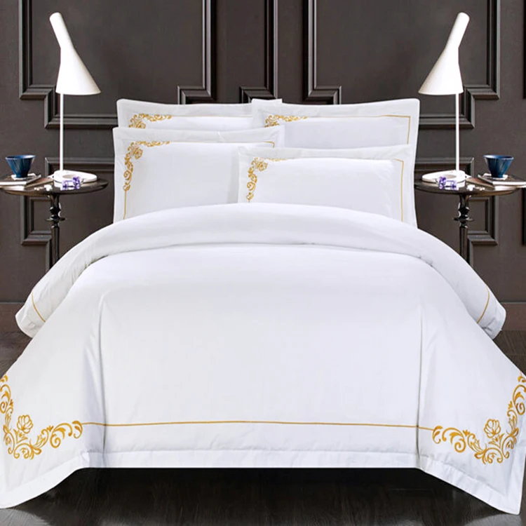 wholesale luxury 5 star hotel embroidered bed linen in bedding duvet cover sets