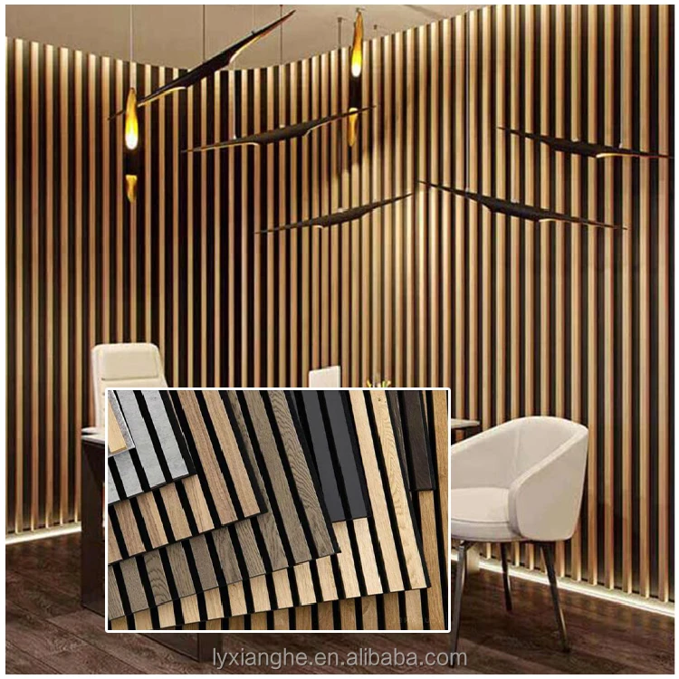 XHWOOD flexible wood decorative panels 3D acoustic wall panels MDF composite ACU wood slat soundproof akupanel acoustic panel