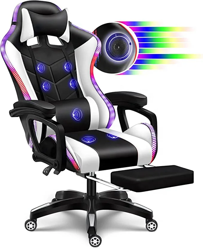 Britain Best Popular New Gaming Chair RGB Gaming Chair with Speaker Optional LED RGB Music Silla Lumbar Support Gaming Chair