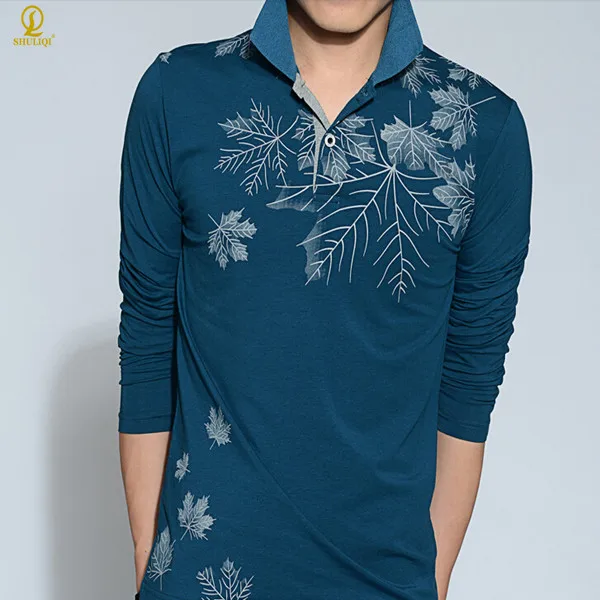 Следующий поступление итальянский стиль с цветовой комбинации человек футболка-поло с длинным рукавом