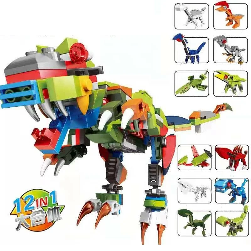 Surprise Egg 12 In 1 Twisted Egg Dinosaur Series DIY Building Blocks Toy Kids Educational Blocks  Capsule Dino Toy Set