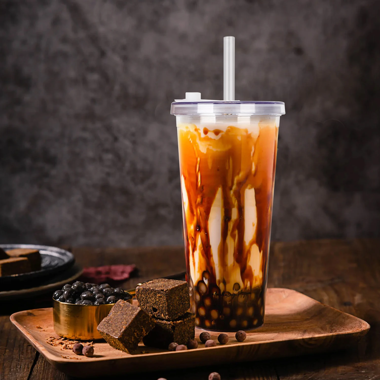 16oz cold hot drinks bpa free double wall plastic reusable cups bubble tea tumbler with lids