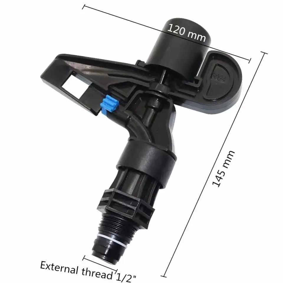 Single Nozzle Low Angle 1/2' Plastic Impact Water Sprinkler For Farm Irrigation System