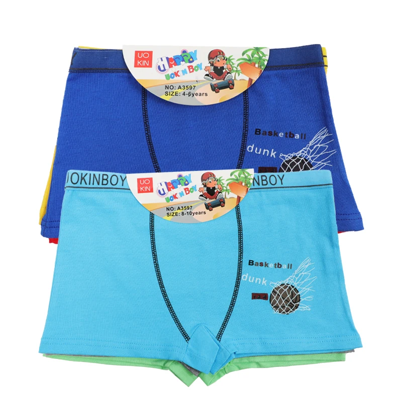 Multi color teen boys underwear 4-10 ages kids pure  cotton  cartoon print brief boxer  pants for children UOKIN A4106