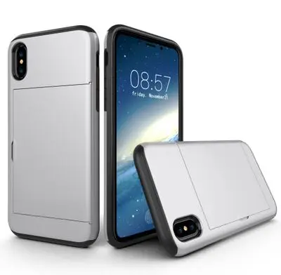 Slide Card Slot Case Hybrid 2 in 1 Dual Layer Shockproof Protector Cases Cover For S8 S9 S10 Plus For iphone 11 case X Xs Max Xr
