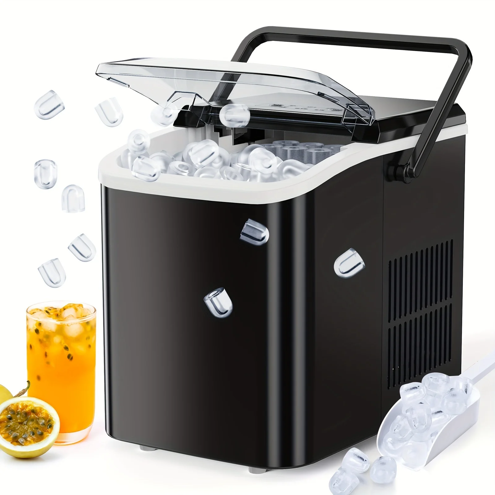 Self-Cleaning, Portable with Handle Fast Countertop Machine with 9 Bullet Ice Cubes in 6 Minutes