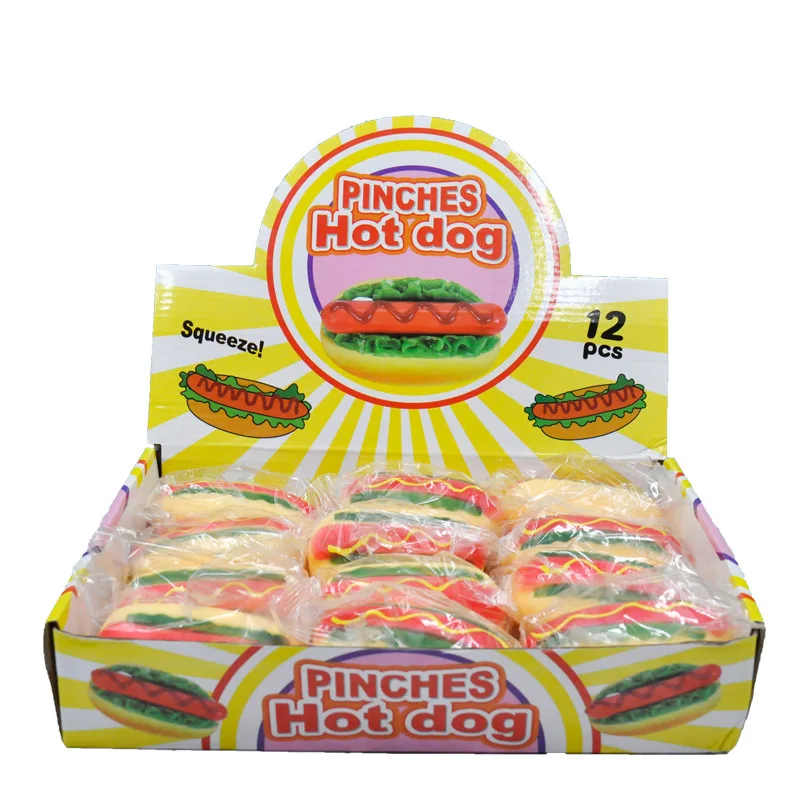 Hot Selling Promotional TPR Squeeze Slow Rising Squishy Bouncing Simulation Hot Dog Anti Stress Toy