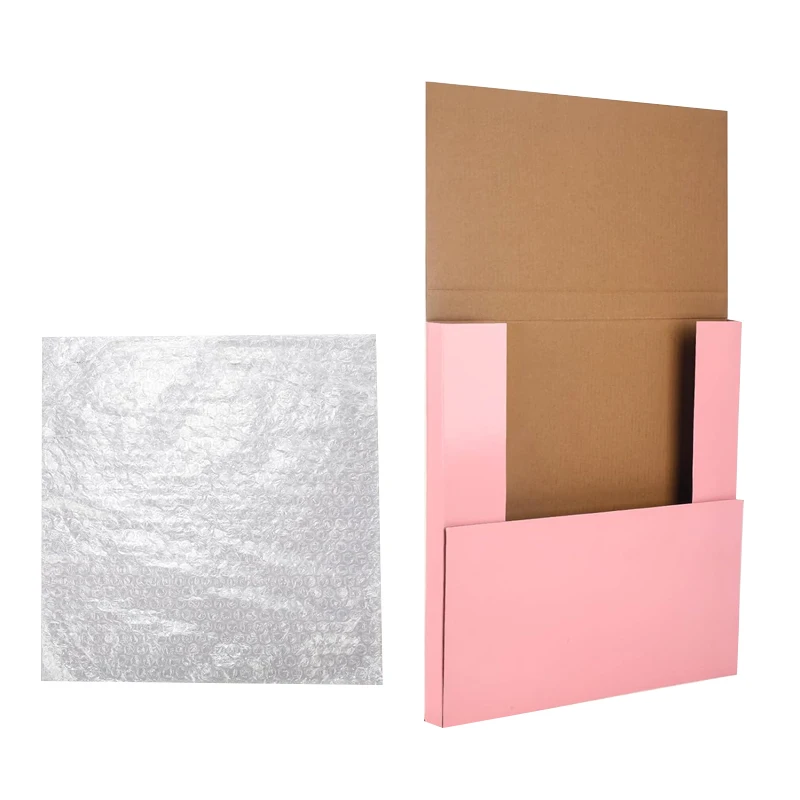 recyclable Custom Luxury Easy Fold Album Corrugated Cardboard Pink Vinyl Record Magazine perimeter Mailers Shipping paper Boxes