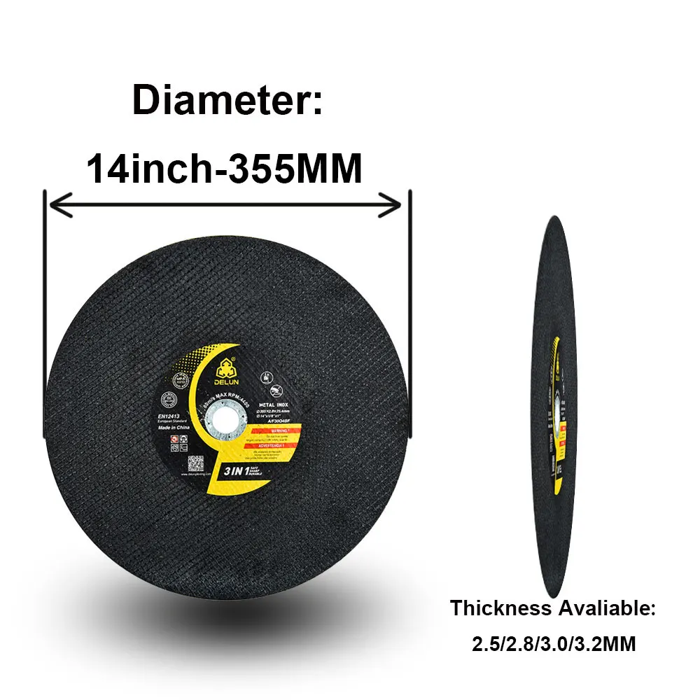 DELUN  Factory Direct Sale 14inch 355mm Aluminum Cut-off Wheel for Metal Inox Cost Effective for Angle Grinder Cutting Machine