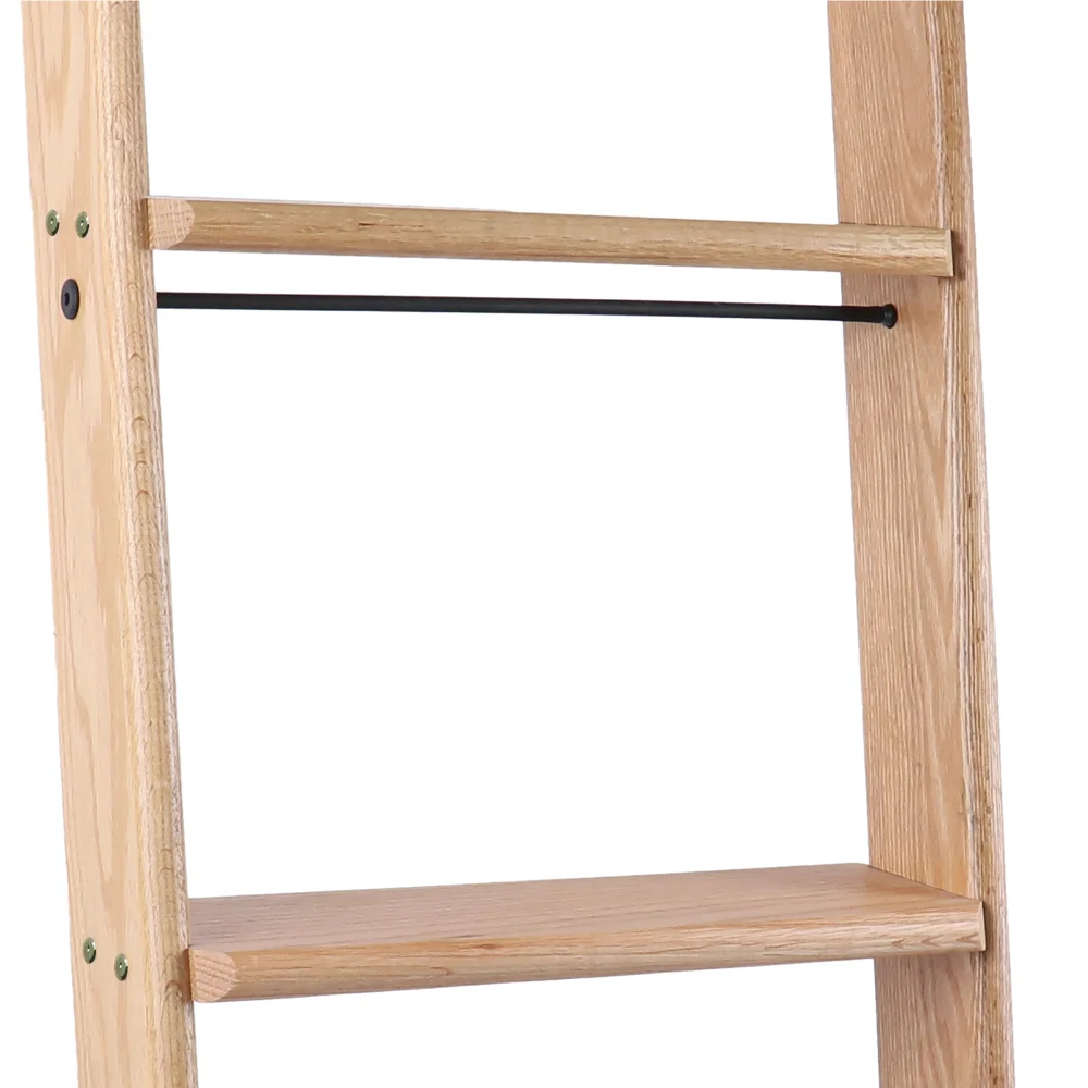 Wooden Rack Rail Blanket, Towel, Clothes, Linen Railing Hanger for Bathroom, Bedroom - Bamboo Wood Towel Holder Stand