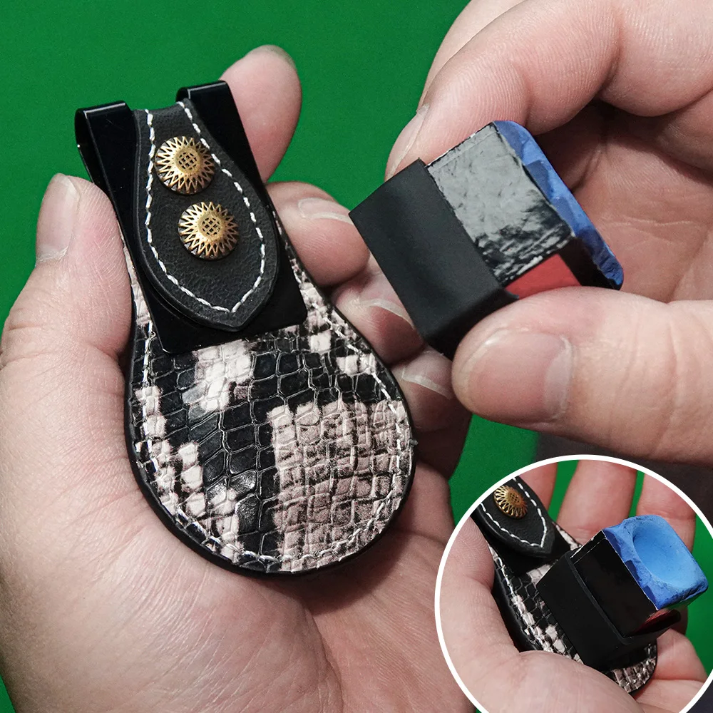 Hot Sale Black Leather Metal Square Shape With Leather Clip Pool Billiards Cue Chalk Holders Hor Predator Chalks Case