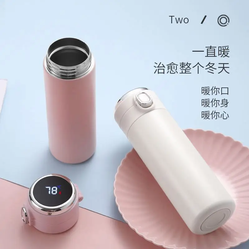 Factory Direct pop cover portable outdoor pea horn smart insulation Cup stainless steel double wall thermal cup straight Cup
