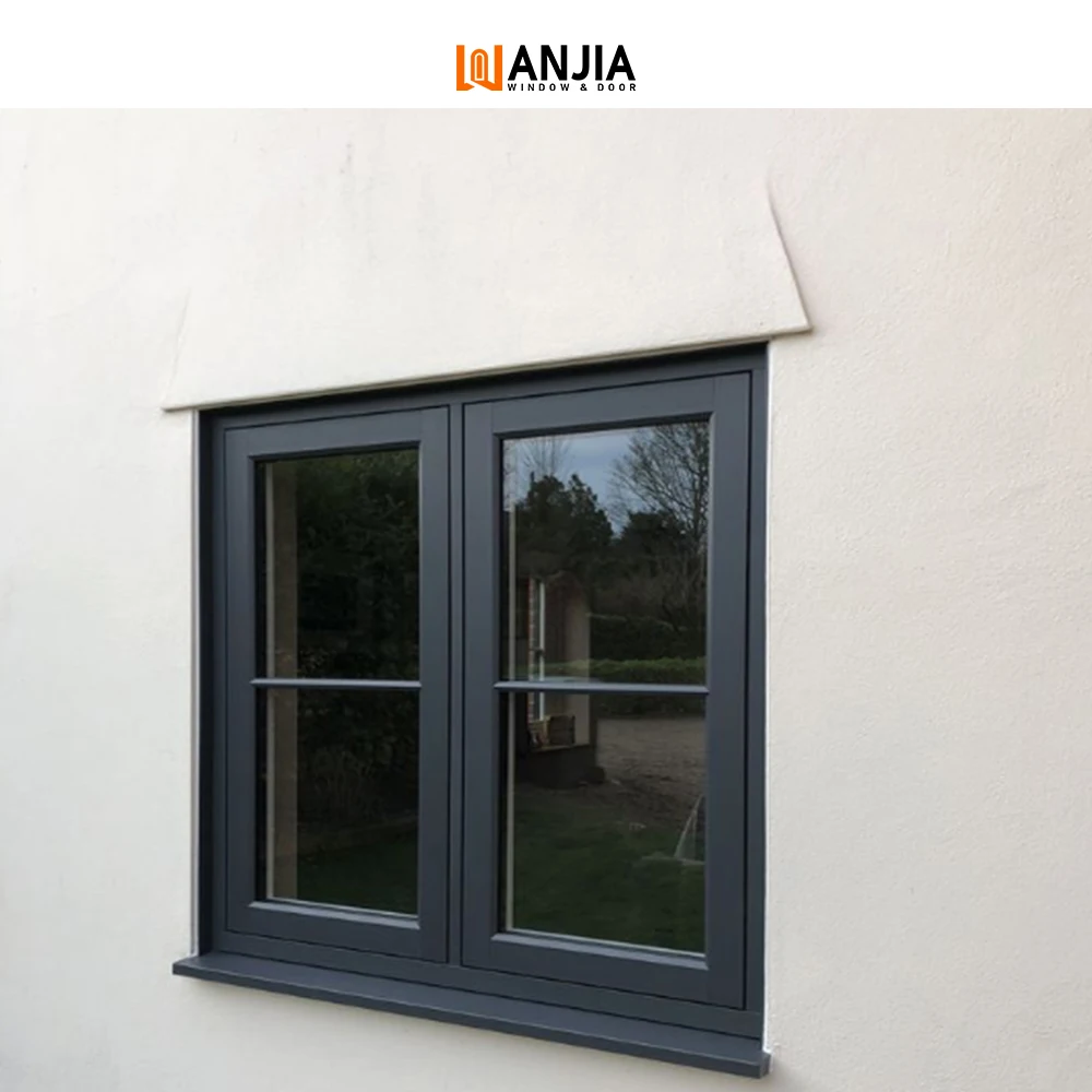 WANJIA American Wholesale Villa House French Windows Big Aluminum Windows Double Glass Tempered Window Casement Windows