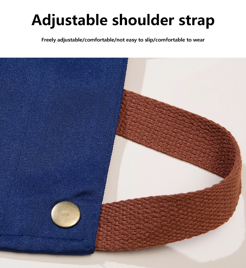 Customized Personality Logo Canvas Restaurant Cafes Cleaning Chef Custom Aprons Kitchen with Pocket for Barber Shop Tool Garden