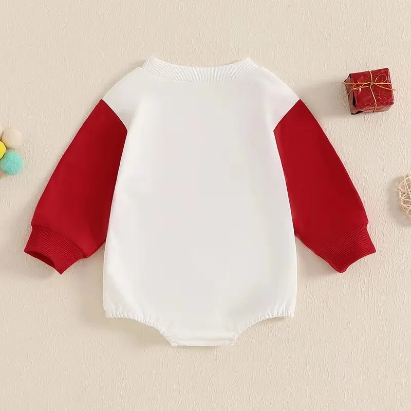 2025 Valentines Day Baby Clothes Sweater Bubble Romper Color Block Love Lady Bug Valentines Hearts Baby Sweatshirt Romper