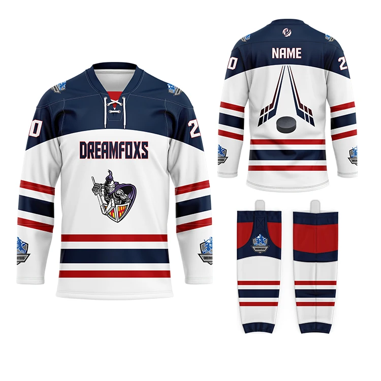 New model laced collar Ice hockey jerseys printing quick dry customized sublimation unisex ice hockey practice jersey plus size