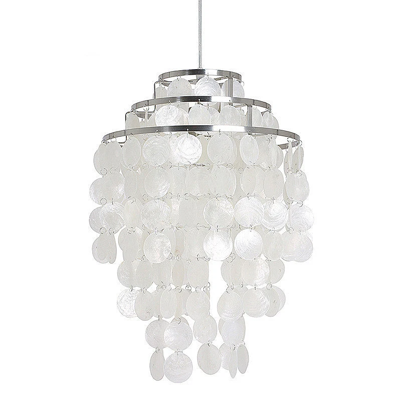 Unique 3-Layer Stratification Pearl Shell Creative White Natural Seashell Pendant Lamp Capiz Shells Chandelier