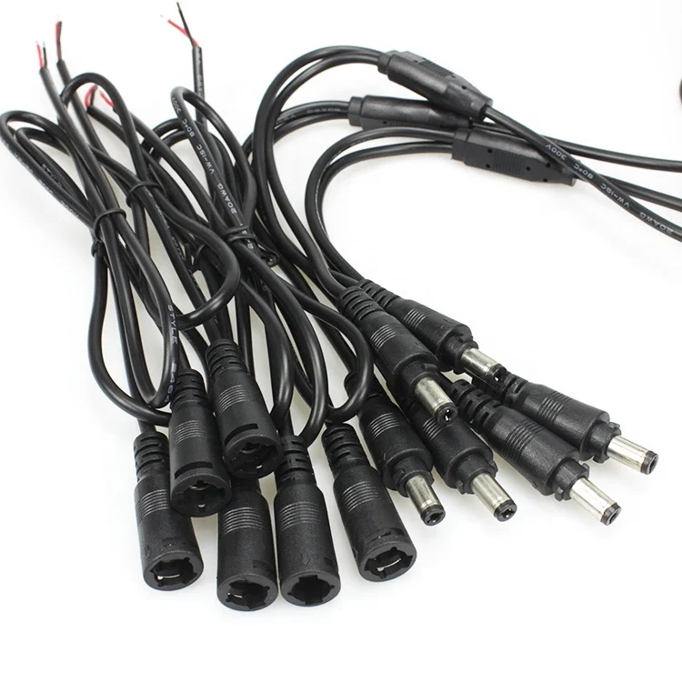 customized 1 to 6 Way 5.5 2.1 DC power cable waterproof male to female extension cord for camera LED