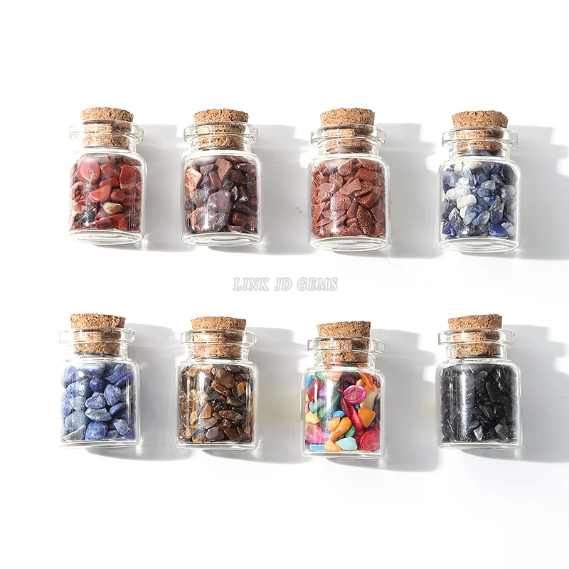 JD new natural crystal crushed stone wishing bottle natural stone gift set to heal the soul desktop decoration