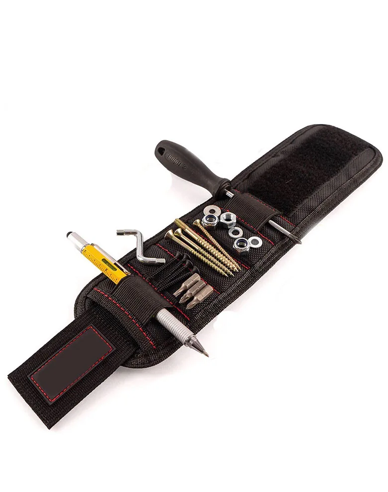 DIY Magnetic Wristband with 15 Strong Magnets and TOOL Pen Holder For Holding Screws, Nails, Drill Bits