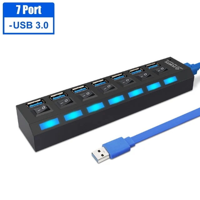 Мультипорт 4 порта 7 портов Usb 3,0 концентратор 7 портов с адаптером питания для ноутбука компьютера