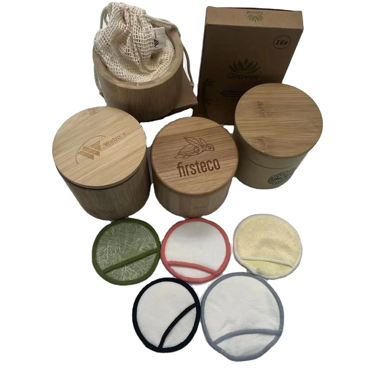 Biodegradable and eco-friendly reusable bamboo makeup remover cotton pad makeup cleaning remover pad