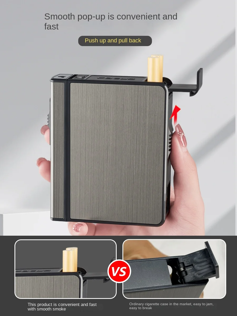 Wholesale metal lighter smoking set Cigarette Box With Gas Lighter Pocket Cigarette Case Box
