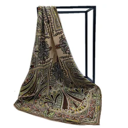 Classic Fashion Vintage Womens Square Scarf 90*90cm Costume Printed Satin Silk Scarf Square