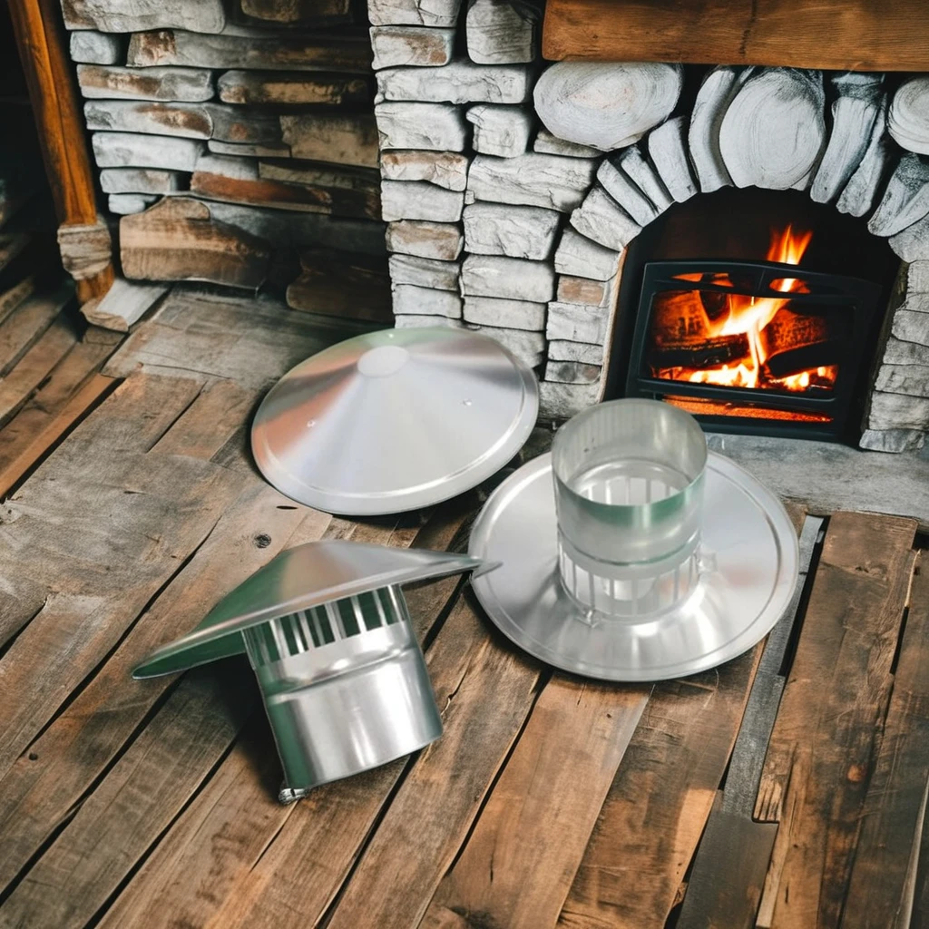 Factory Custom Modern 304 Stainless Steel Powder Coated Metal Chimney Cap for Fireplace Mantle Stove Accessories