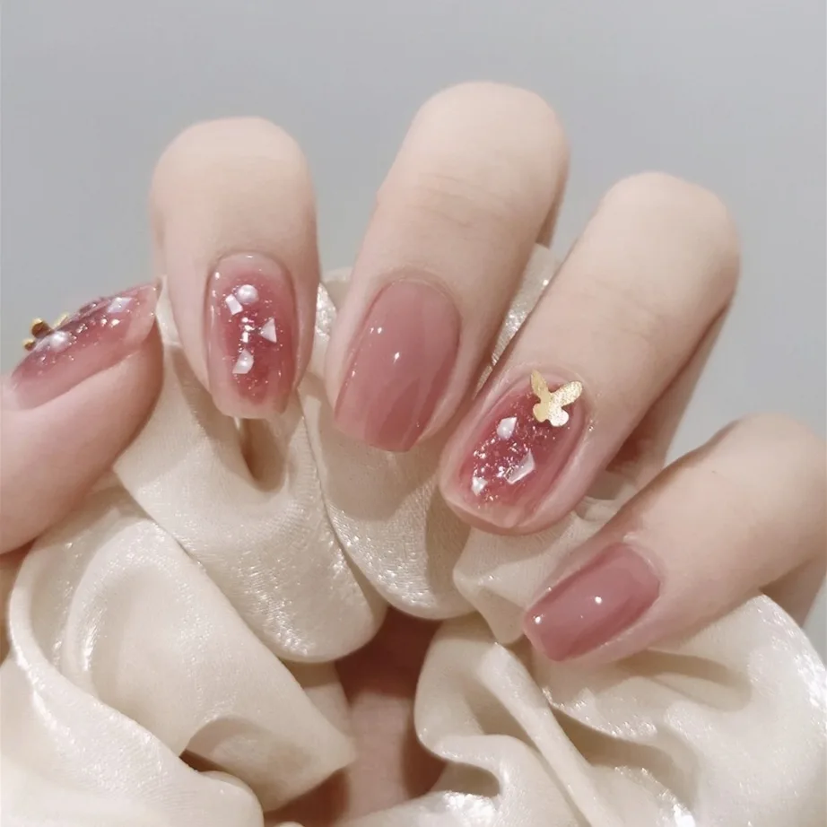 SAIYII 24pcs Box Dark Red Press On Nails Nails Artificial Short Finger Glamour Nail Tips