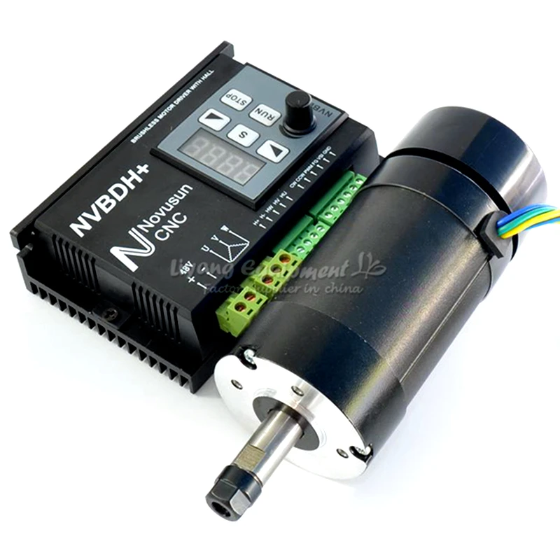 400W Brushless CNC Spindle Motor 48VDC Diameter 55mm & 600W Brushless Motor Driver NVBDH+ With Hall