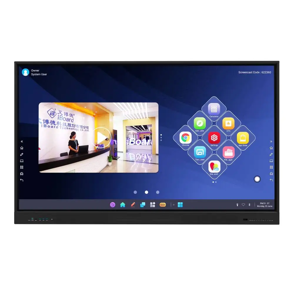 65 75 86 98 inch UHD 4K Touch Screen camera mic built in wireless share laptop pc usb type-c connection android tv  for meeting