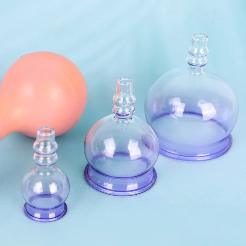 Wholesale purple cup set set transparent glass cupping health center home tools cold glass cupping machine