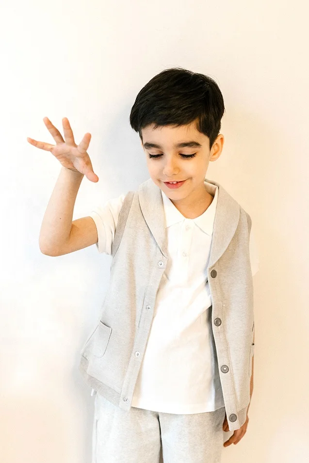 Шаль для мальчиков, воротник, жилет, оптовая продажа, школьный вязаный кардиган, чистое производство, Детский жилет